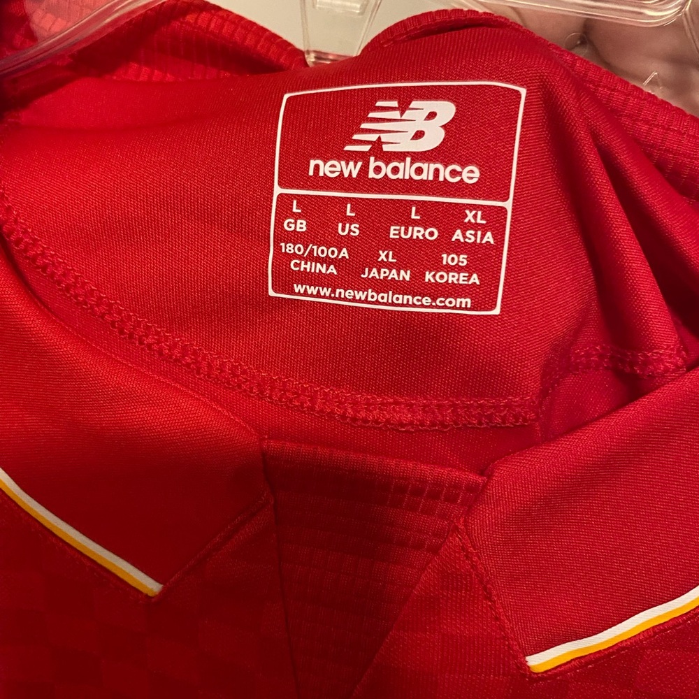 New Balance Red Liverpool FC Home Jersey with White Logos - Picture 6 of 7